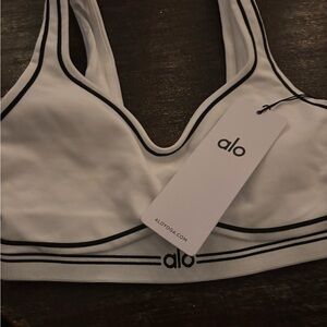 ALO Yoga White and Black Sports Bra